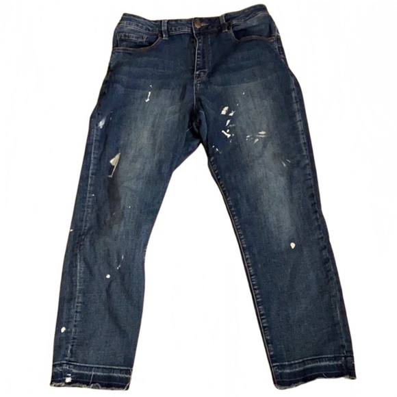 Nanette Lepore high waisted cropped distressed Mom Jeans with fringe size 12 - Picture 12 of 12